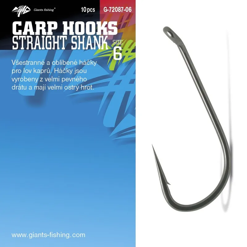 HÁČKY S OČKEM GIANTS FISHING STRAIGHT SHANK bal.10ks vel.8 Přímo Od Výrobce