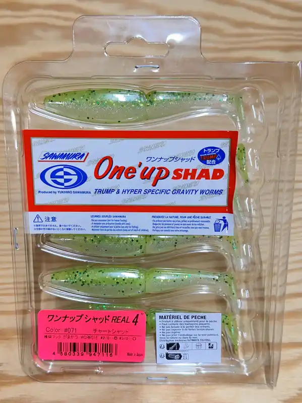 Sezónní Sleva Gumové nástrahy Sawamura One Up Shad 4" 8,4cm / (6ks) / 071 Yellow Chart