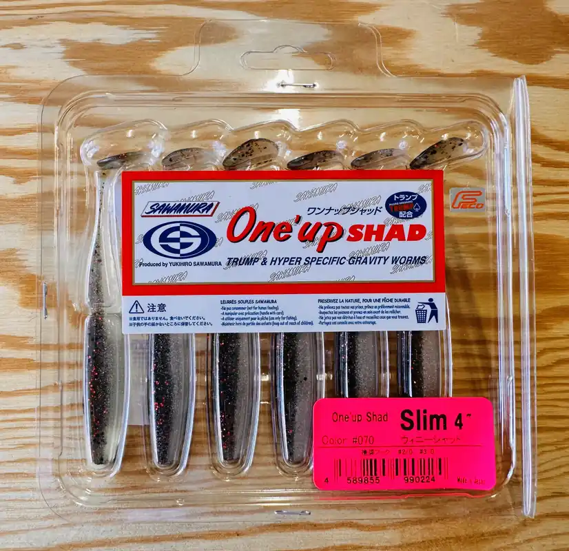 Horká Nabídka Gumové nástrahy Sawamura One Up Shad Slim 4" 8,4cm / (6ks) / 070 Winnie Shad
