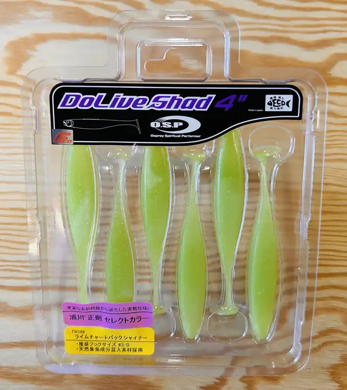 Gumové nástrahy O.S.P Do Live Shad 4" 10,2 cm / (6ks) / TW 184 Lime Chart Back Cenová Bomba