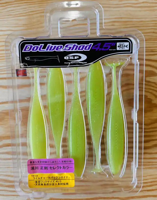 Omezená Nabídka Gumové nástrahy O.S.P Do Live Shad 4,5" 11,5 cm / (5ks) / TW 184 Lime Chart Back