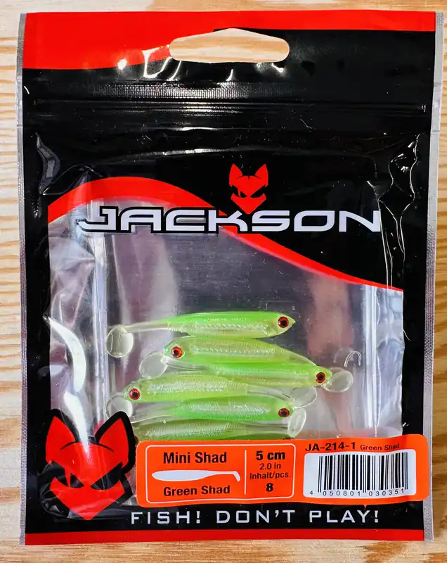 Gumové nástrahy JACKSON Mini Shad 5 cm / (8ks) / JA-214-1 Green Shad Expresní Doručení