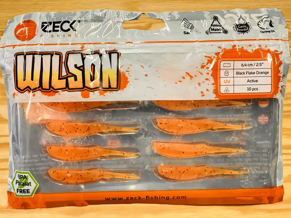 Finální Výprodej ZECK GUMOVÉ NÁSTRAHY WILSON 2,5" / BLACK FLAKE ORANGE / 6,4 cm / 10 ks