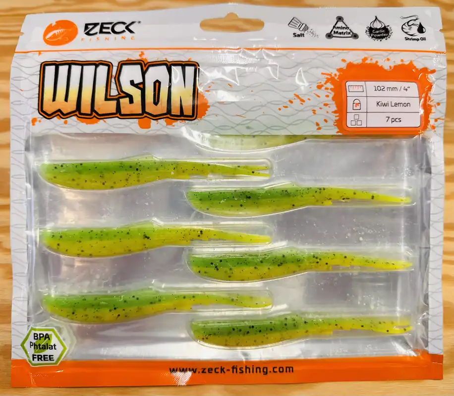ZECK GUMOVÉ NÁSTRAHY WILSON 4" / KIWI LEMON / 10,2 cm / 7 ks Výprodej