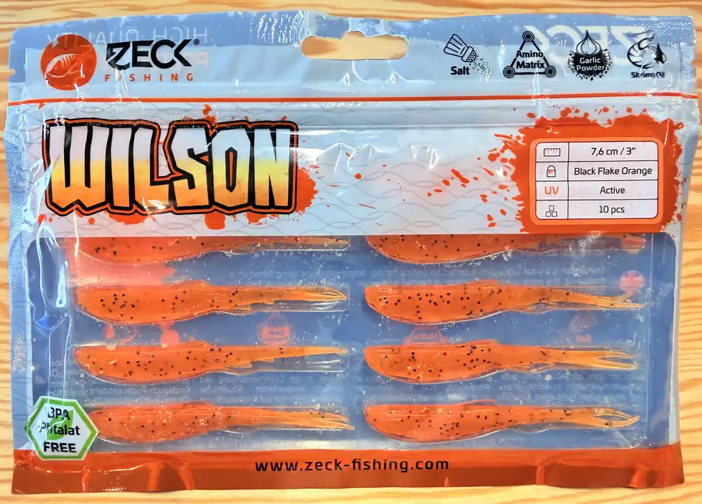 Rychlé Dodání ZECK GUMOVÉ NÁSTRAHY WILSON 3" / BLACK FLAKE ORANGE / 7,6 cm / 10 ks