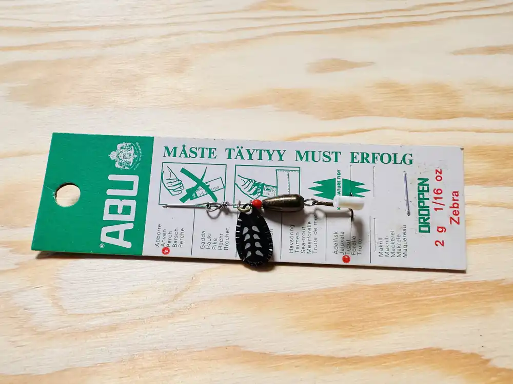Hit Sezóny NOVÁ RETRO ROTAČNÍ TŘPYTKA ABU DROPPEN ZEBRA 2 g
