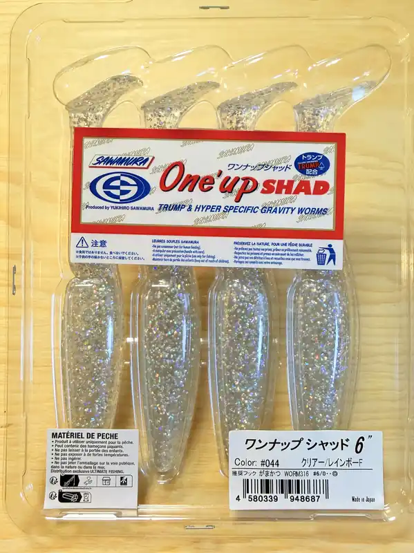 Pouze Dnes Gumové nástrahy Sawamura One Up Shad 6" 12,4 cm / (4ks) / 044 Clear / Rainbow F