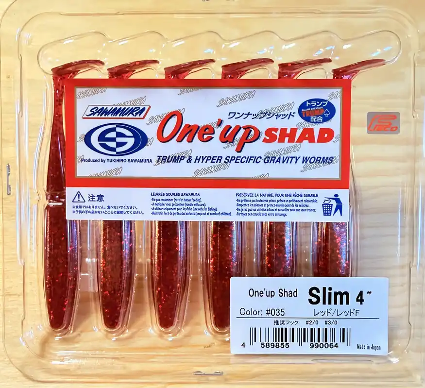 Výprodej Gumové nástrahy Sawamura One Up Shad Slim 4" 8,4cm / (6ks) / 035 Red Red F