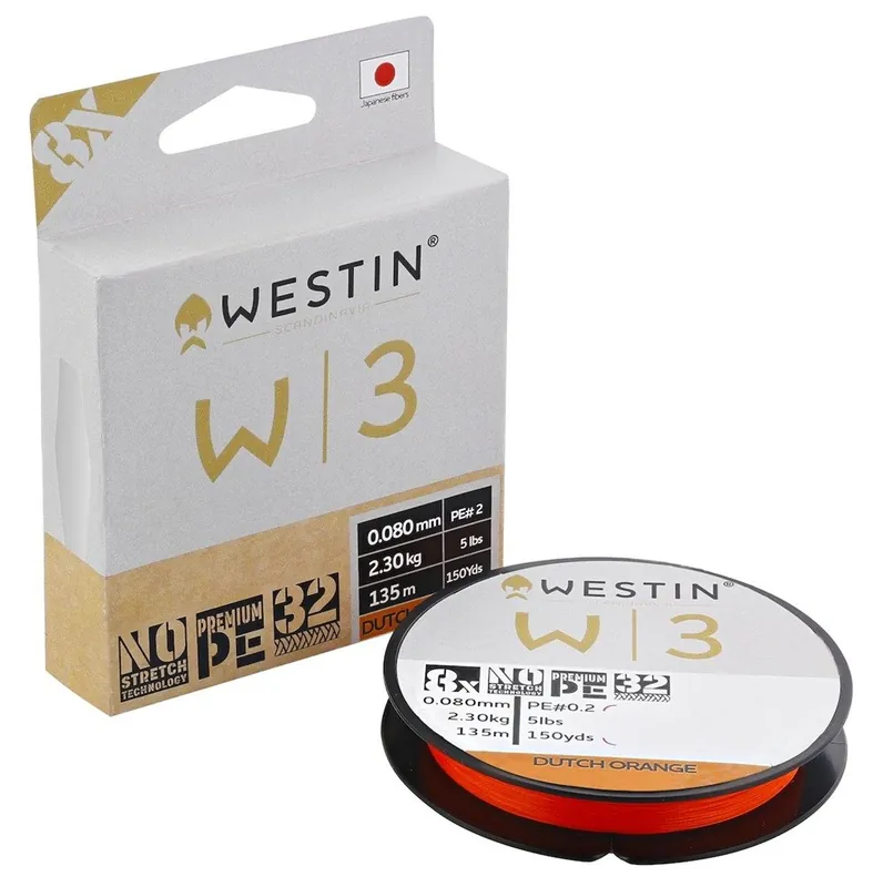 Westin Pletená Šňůra W3 8-BRAID DUTCH ORANGE / 0,235 mm / 12,3 kg / 135m Přímo Od Výrobce